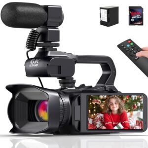 Videokamera Camcorder 6K 64MP 18X Digitalzoom Vlogging Camera mit IR Nachtsicht für YouTube, HD Webcam WiFi Video Kamera Recorder mit 4500mAh Akku, SD-Karte, Stabilisator, Mikrofon und Fernbedienung