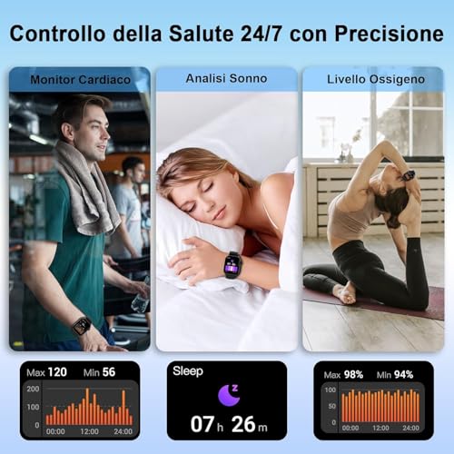 Smartwatch Herren Damen, 1,96" HD Smartwatch Damen mit Telefonfunktion, Smart Watch Fitnessuhr 113+ Sportmodi, IP68 Wasserdicht, Sportuhr mit Herzfrequenz Schlafmonitor Schrittzähler, für Android iOS – Bild 6