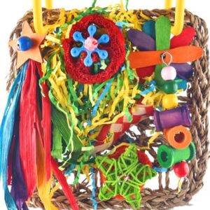 ERKOON Vogelspielzeug, Nymphensittich Futter Wellensittich Spielzeug Bird Feeder Toy for Parakeets Papagei Kauspielzeug,Vögel Am Käfig Installieren Können für Alle Papageien & Vogel (Gelblich Grün)