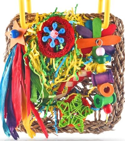 ERKOON Vogelspielzeug, Nymphensittich Futter Wellensittich Spielzeug Bird Feeder Toy for Parakeets Papagei Kauspielzeug,Vögel Am Käfig Installieren Können für Alle Papageien & Vogel (Gelblich Grün)