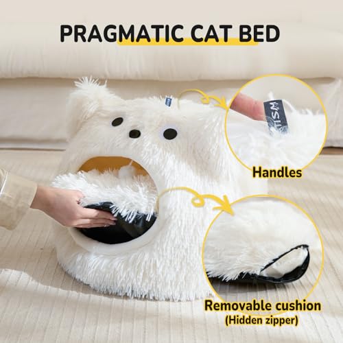 CATISM Katzenhöhle Bett Waschbar Schlafplatz für Katzen Plüsch Haustier Katzenkissen Haus Kissen Flauschig Kätzchen Welpen Kuscheliges Haustierbett – Bild 6