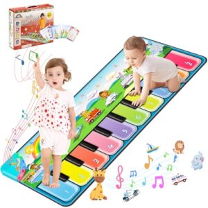 Musikmatte Kinder ab 1 Jahr, Klaviermatte für Kinder, Baby Spielzeug ab 1 2 3 Jahre Klaviermatte Mädchen Junge Weihnachts Geburtstag Geschenk, 7 Verkehrsarten 7 Tiergeräusche und 10 Musikstücke