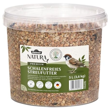 Dehner Natura Premium Wildvogelfutter, Streufutter schalenfrei, Ganzjahresfutter proteinreich / energiereich, hochwertiges Vogelfutter für Wildvögel, 3.6 kg