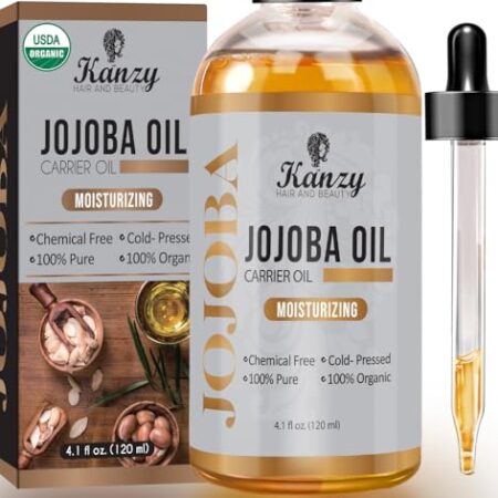 Kanzy Jojobaöl Bio Kaltgepresst 100% Reines Gold, 120ml für Haut, Haare und Nägel, Gesichtsöl und Körperöl, Vegan & Hexanfrei, Bio Jojobaöl, Anti-Falten, Natürliche Intensiv Feuchtigkeitspflege