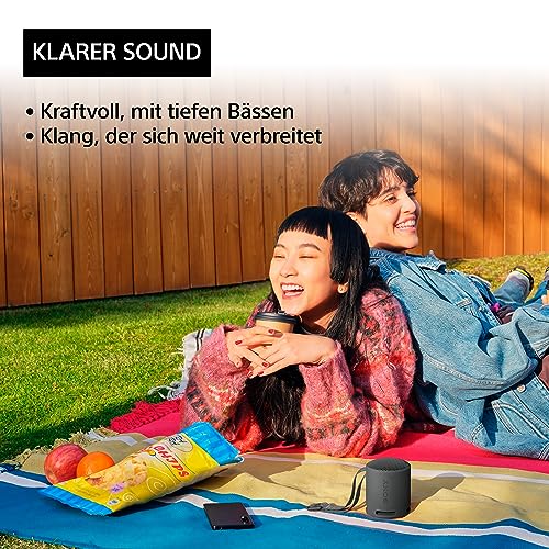 Sony SRS-XB100 - Kabelloser Bluetooth-Lautsprecher, tragbar, leicht, kompakt, Outdoor, Reise, langlebig, IP67 wasser- und staubdicht, 16 Std Akku, Trageriemen, Freisprechfunktion, schwarz – Bild 4