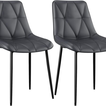 Clevich Esszimmerstühle 2er Set, Bis 200 kg, PU Polsterstuhl, Metallbeine, Stabil, Komfortabel, Einfache Montage, Küchenstühle 81x57x50CM (Schwarz, 2 Stück) - Produktbild