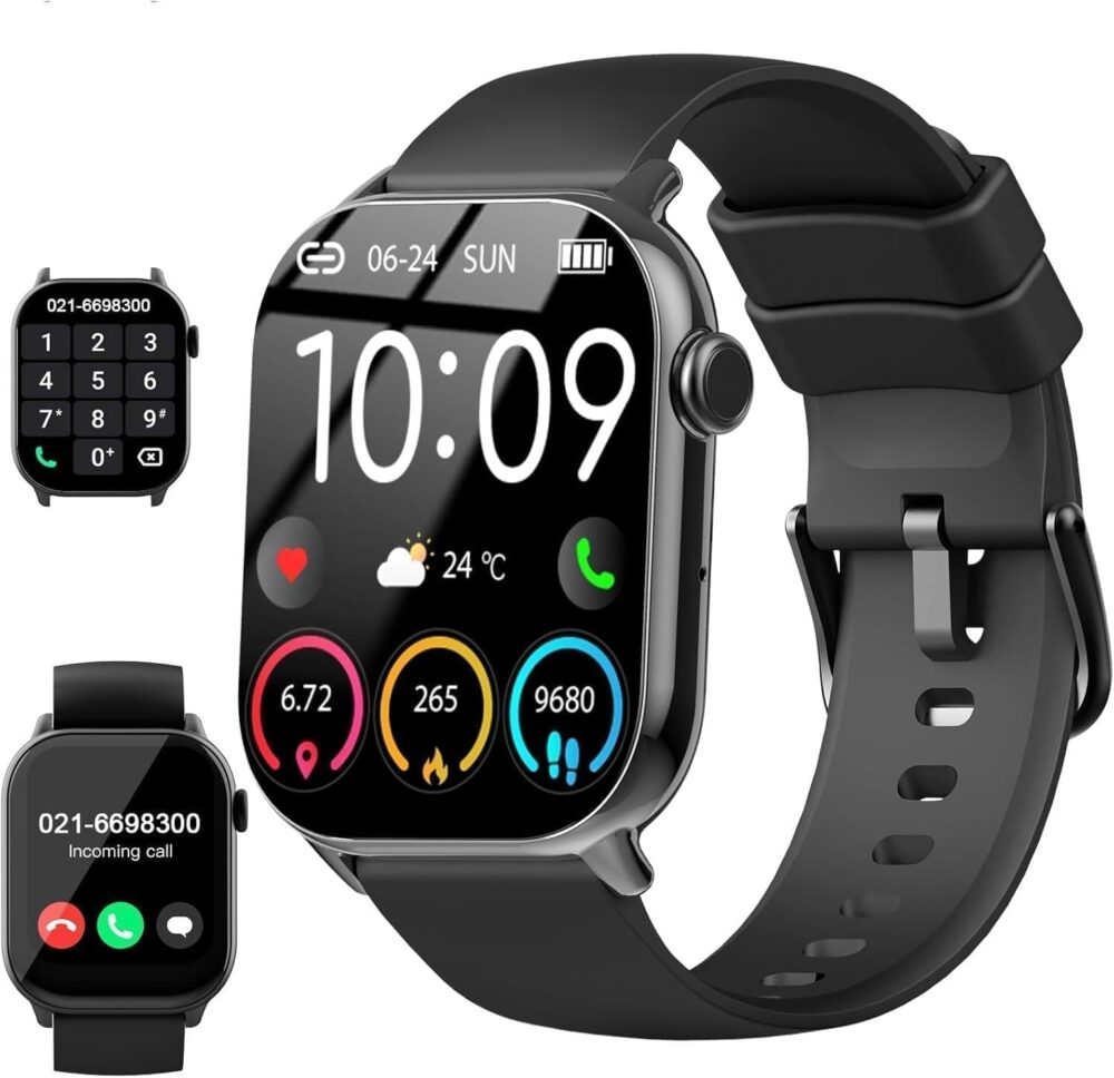 Smartwatch Herren Damen, 1,85" HD Touchscreen Smart Watch mit Telefonfunktion, 100+ Sportmodi Sportuhr mit Schrittzähler/Schlafmonitor/Herzfrequenzmonitor, IP68 Wasserdicht Fitn...