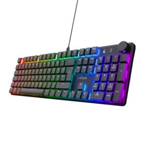 Trust Gaming GXT 866 Torix Mechanische Tastatur Deutsches QWERTZ Layout, Huano-Switches, Flache Tasten, RGB Beleuchtung, Anti-Ghosting N-Key Rollover USB Programmierbare Gaming Tastatur PC Laptop
