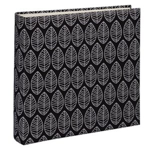 Hama Fotoalbum La Fleur (Jumbo Album mit 100 weißen Seiten, für 400 Fotos im Format 10×15, Blätter-Muster, 30×30) XXL Fotobuch schwarz