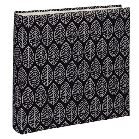 Hama Fotoalbum La Fleur (Jumbo Album mit 100 weißen Seiten, für 400 Fotos im Format 10×15, Blätter-Muster, 30×30) XXL Fotobuch schwarz