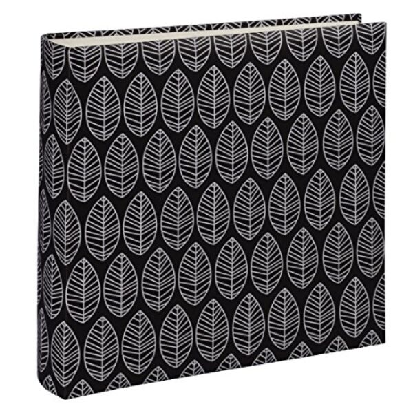 Hama Fotoalbum La Fleur (Jumbo Album mit 100 weißen Seiten, für 400 Fotos im Format 10×15, Blätter-Muster, 30×30) XXL Fotobuch schwarz