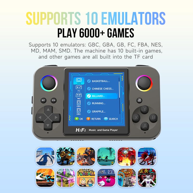 Tragbare Retro-Spielkonsole 3.0“ IPS-HD-Handheld-Spielgerät, wiederaufladbarer 2000 mAh Akku, USB Aufladung, über 6000 integrierte Klassische Spiele für EIN nostalgisches Spielerlebnis – Bild 5