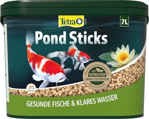Tetra Pond Sticks – Fischfutter für alle Teichfische, unterstützt gesunde Fische und klares Wasser im Teich, 7 L Eimer