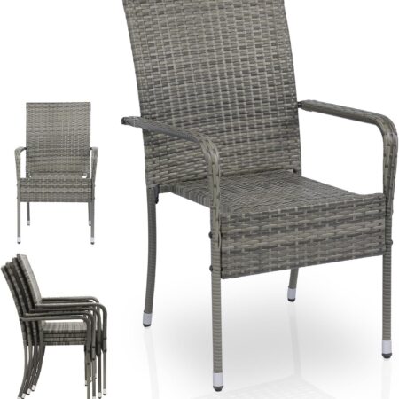 Juskys Esszimmerstühle Loja 4er Set mit Kunstleder Bezug & hoher Rückenlehne - stabiles Stahl Gestell bis 120 kg belastbar - 4 Stühle für Esszimmer & Küche Küchenstühle Esszimme...