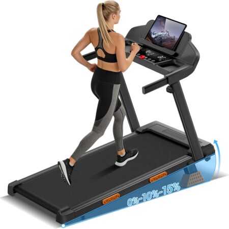 UMAY Laufband für Zuhause Klappbar mit Steigung 15%, 12KM/H Treadmill for Home, 3.0PS Motor, LED Anzeige, Leiser Betrieb, Stoßdämpfung, Tragkraft 136 kg