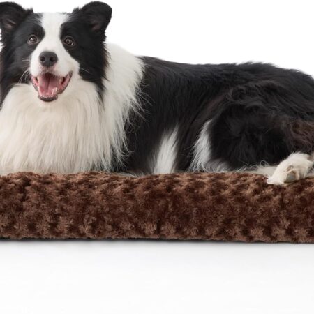 BEDSURE Hundebett mittelgroße Hunde waschbar - wirbelte plüschige Hundekissen mit Sanfte Unterstützung, bürstenplüsch Hundematte mit Rutschfester Unterseite für mittelgröße Hund...