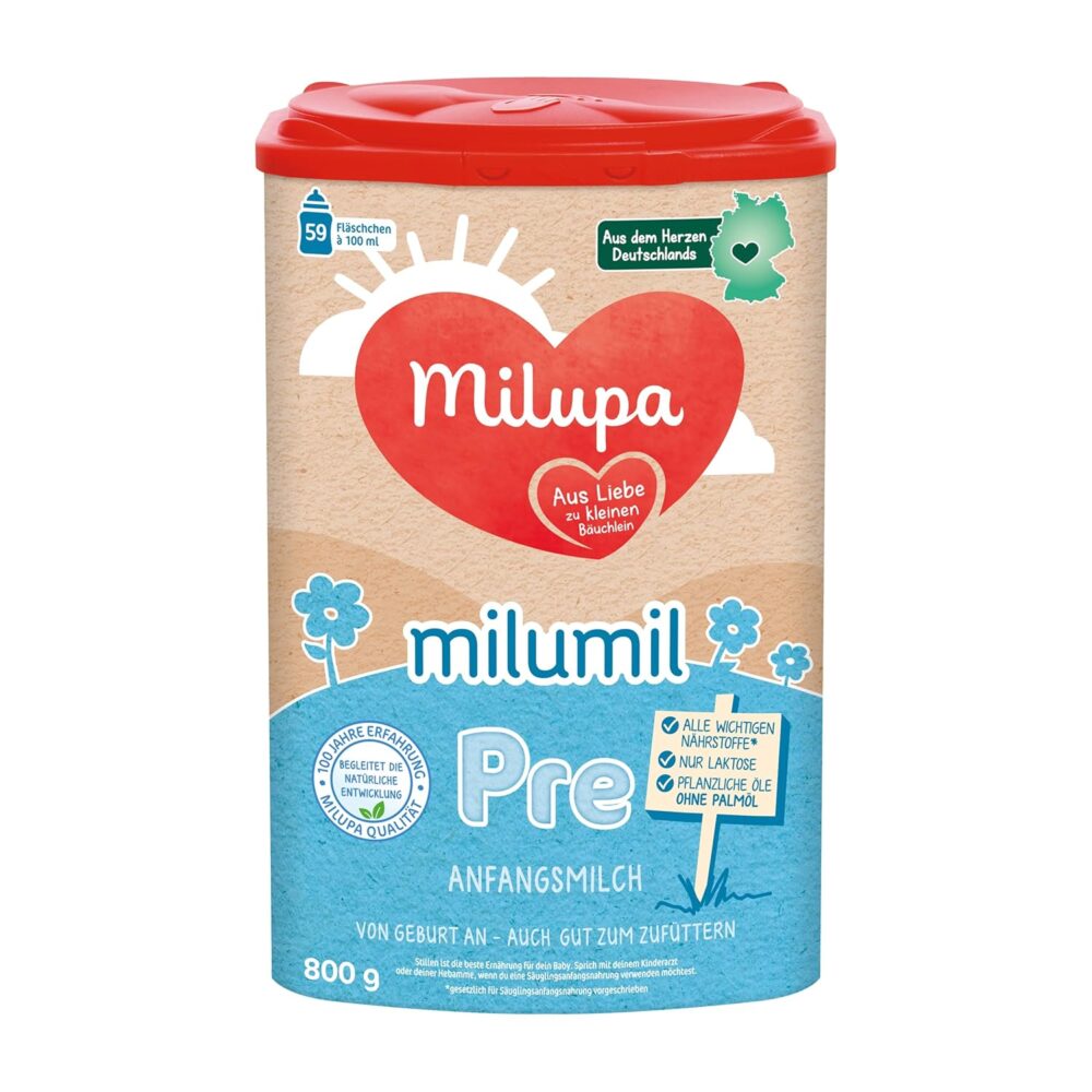 Milumil Milupa Pre Babynahrung, Anfangsmilch von Geburt an, Baby-Milchpulver, 800 g