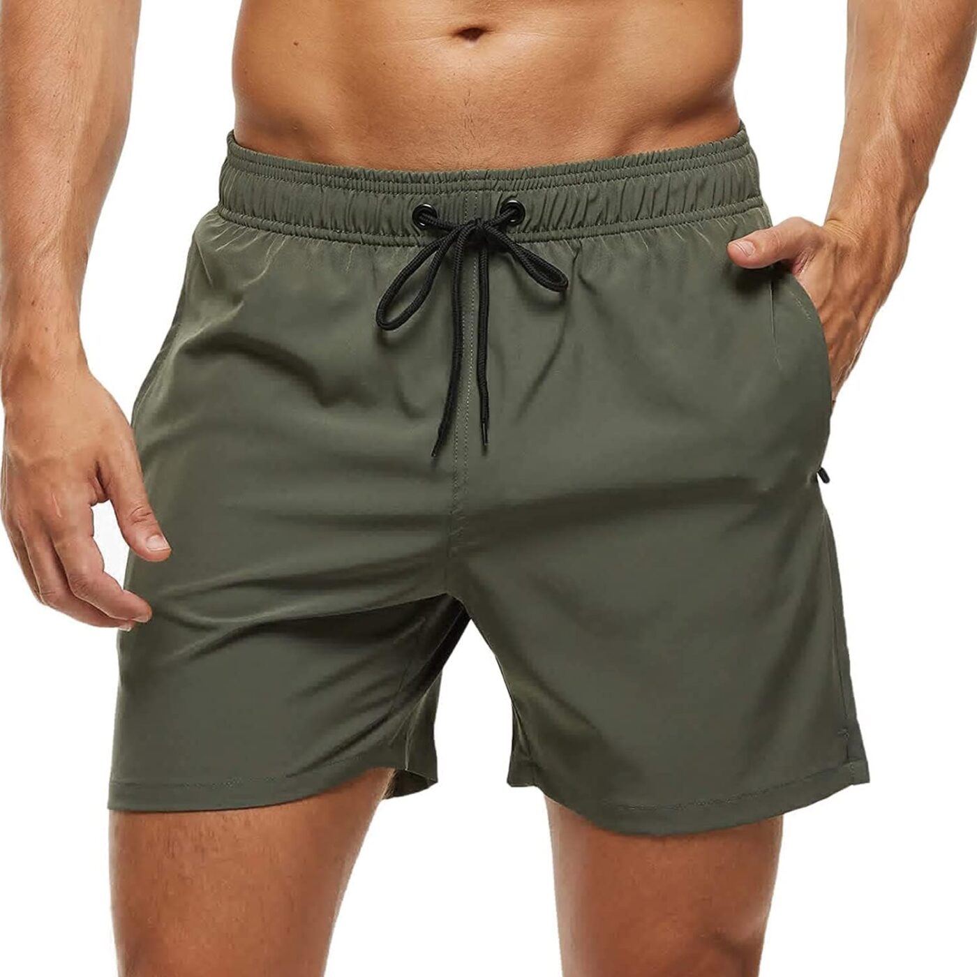 Arcweg Swimming Trunks for Men with Zip Pocket, Breathable, Water-Repellent, Swimming Shorts, Men's Training Shorts, Elasticated, Adjustable with Drawstring, Mesh Lining