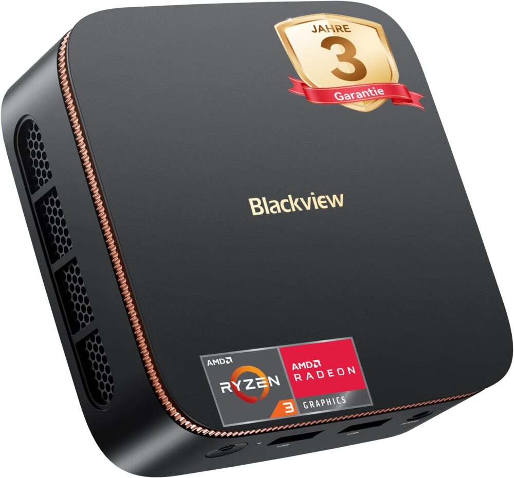 Blackview MP20 Mini PC AMD Ryzen 3300U (Exceeds N95/N150/N100) Win11 Pro, 16GB RAM 512GB Micro Desktop Computer, 4K @ 60Hz UHD, USB 3.2+DP + HDMI + Gigabit Ethernet for Business/Home Theater