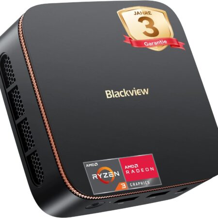 Blackview MP20 Mini PC AMD Ryzen 3300U (Exceeds N95/N150/N100) Win11 Pro, 16GB RAM 512GB Micro Desktop Computer, 4K @ 60Hz UHD, USB 3.2+DP + HDMI + Gigabit Ethernet for Business/Home Theater