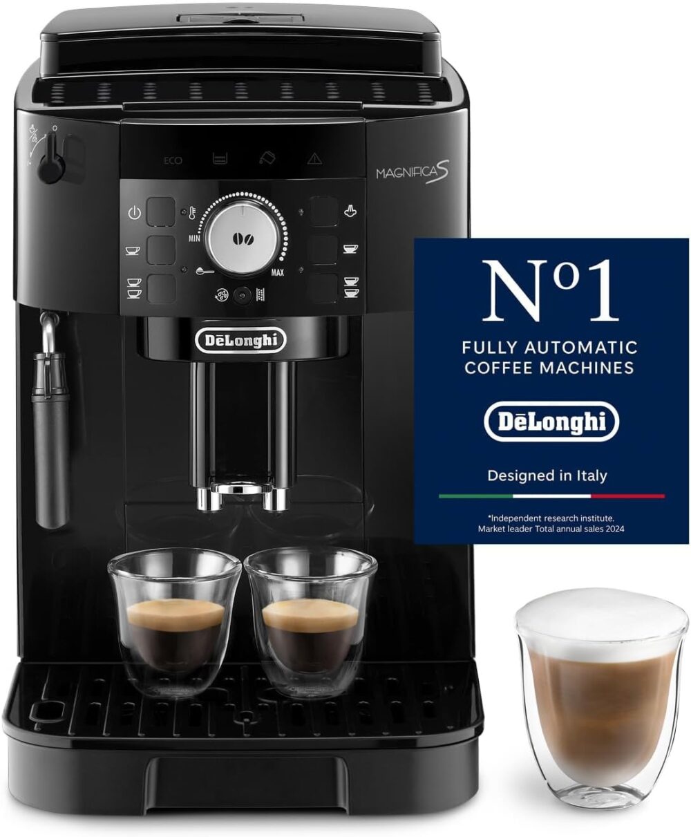 De’Longhi Magnifica S - Perfetto Kaffeevollautomat mit klassischem Milchaufschäumer, Espresso- und Cappuccino Kaffeemaschine, Bedienfeld mit Tasten, Schwarz (ECAM11.112.B) - Hauptbild