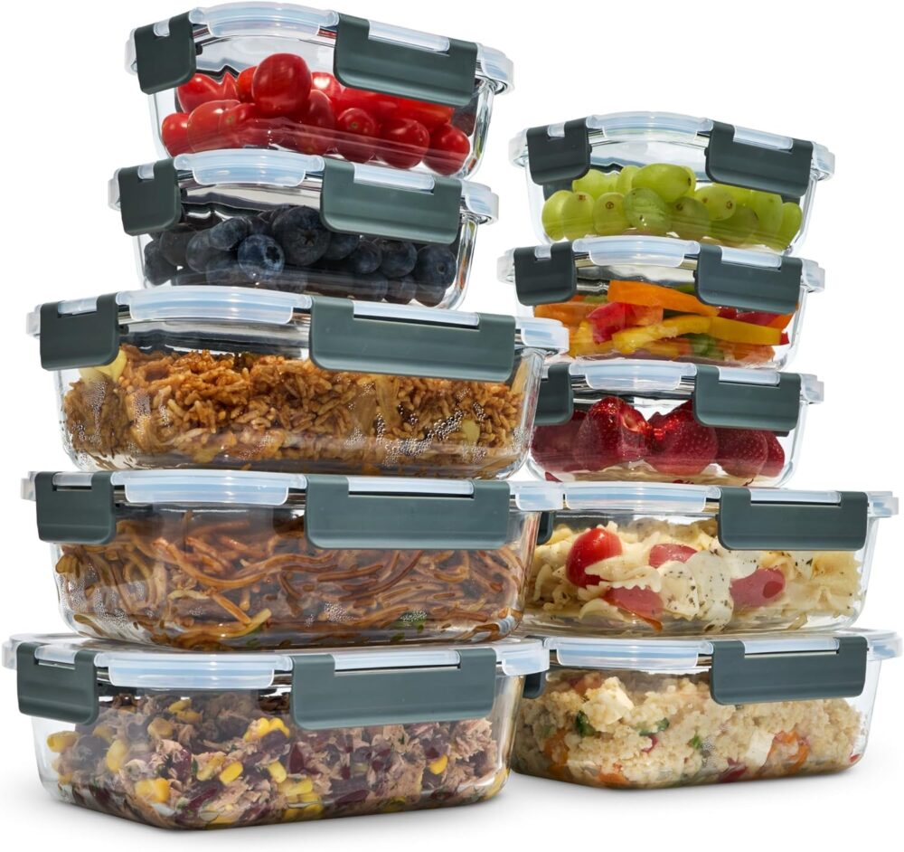 uandu Glass Container mit Lid, 20-Piece Borosilicate Glass mit Lid, Meal Prep Jars, Food Storage Containers Glass mit Lid, Glass Jars mit Lid Set, Meal Prep Boxes Glass (10 Cont...