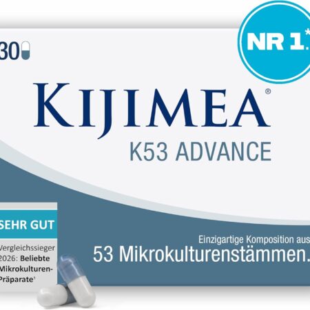 Kijimea® K53 Advance – Darmbakterien hochdosiert | 53 ausgewählte Bakterienstämme aus der Darmflora | mit Biotin | >500 Milliarden KBE je Monatspackung | laktosefrei | glutenfrei - 30 Kapseln - Hauptbild